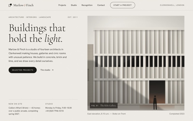 Website design concept: Marlow & Finch Architects
